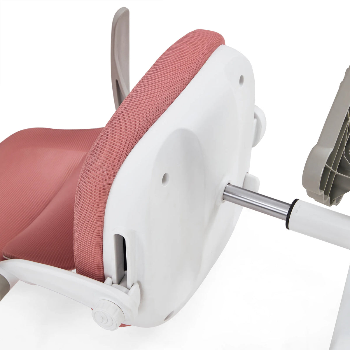 Rückseitenansicht der Sitzschale und Gasfeder des Kinderdrehstuhls Kiddy Smart Step in Rosa von hjh OFFICE