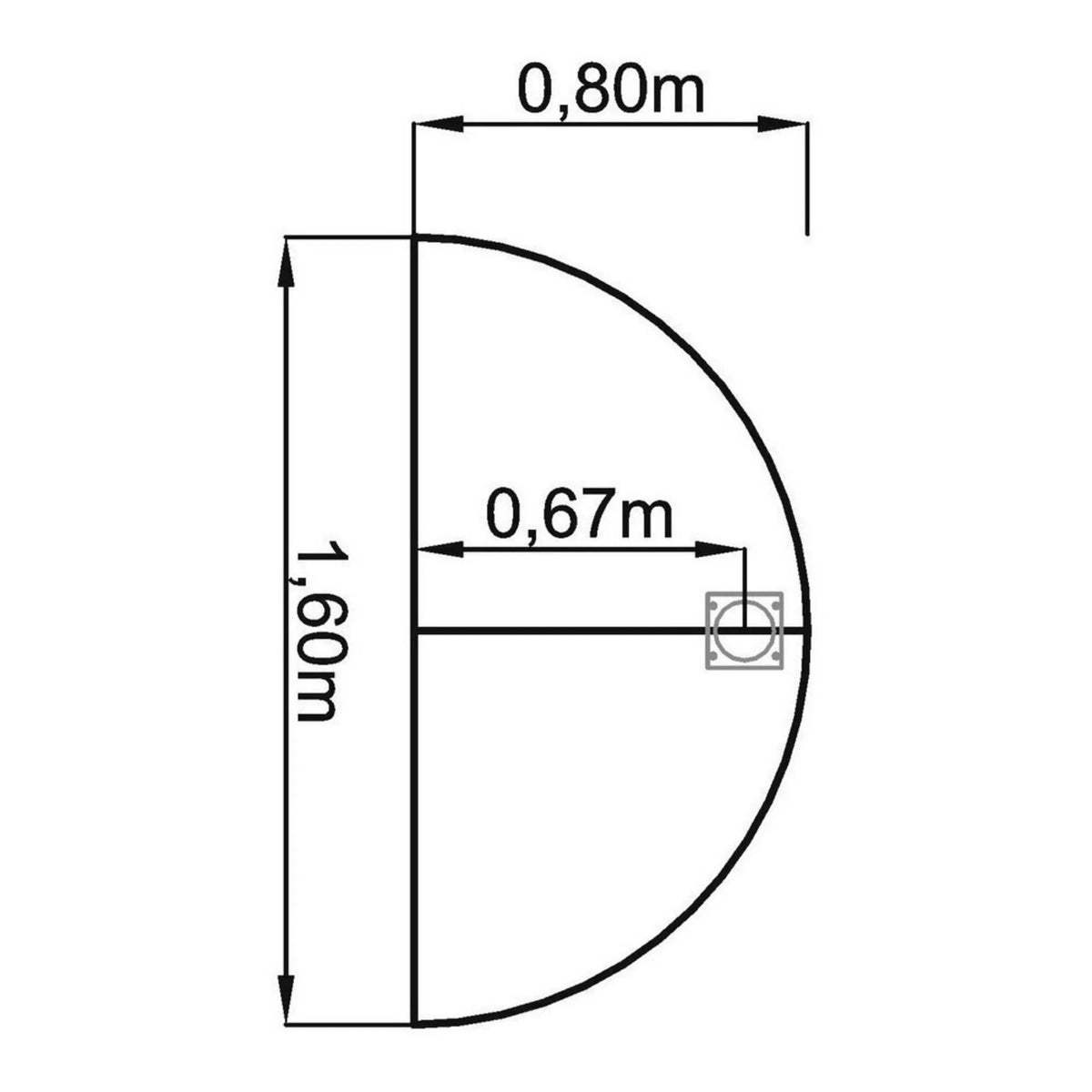 Technische Zeichnung des Ansatztisches QA60 / QA80 / QA160 mit 1,60 x 0,80 m von hjh OFFICE PRO