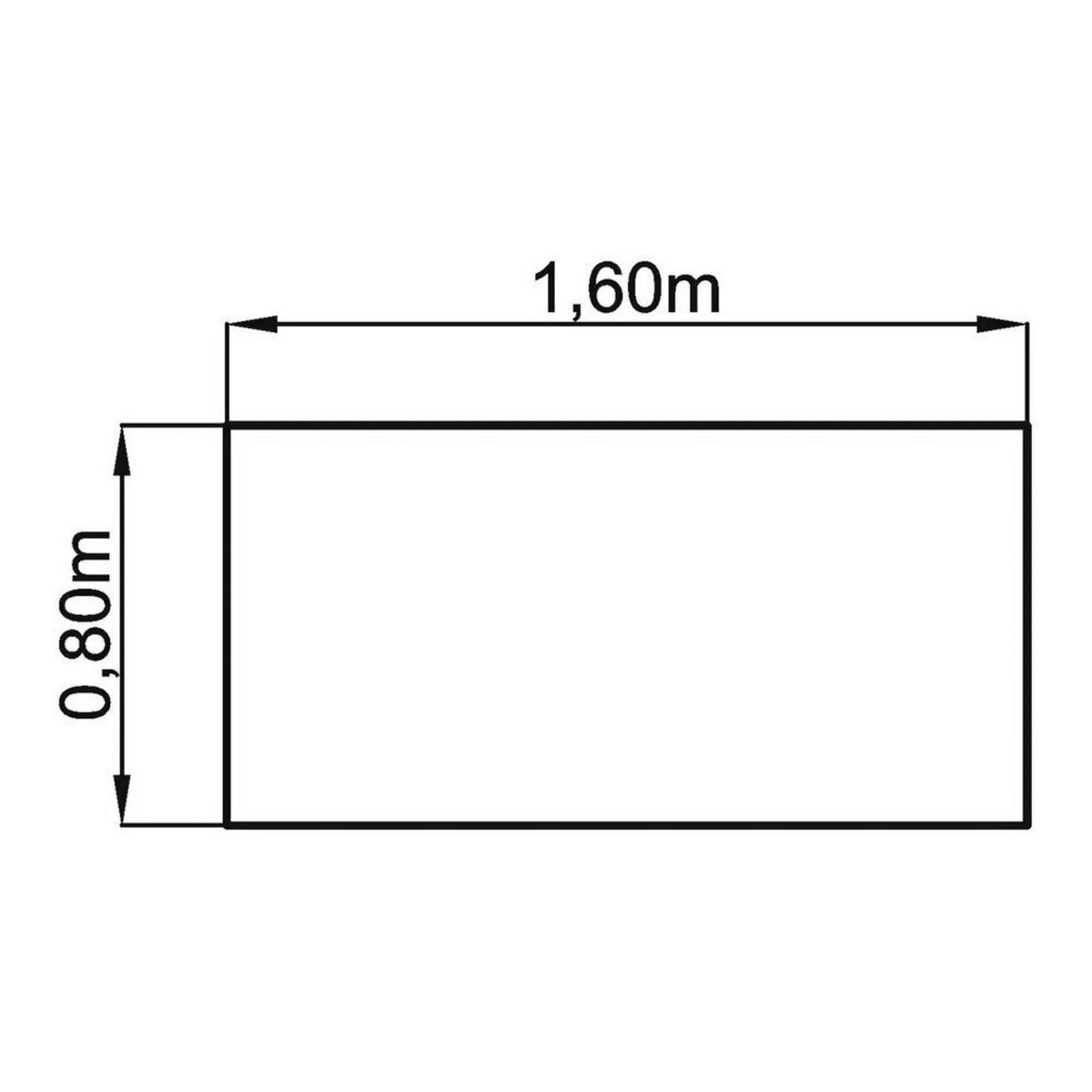Technische Zeichnung des Schreibtischs XTRA XB 16 SS mit 1,60 × 0,80 m von hjh OFFICE PRO