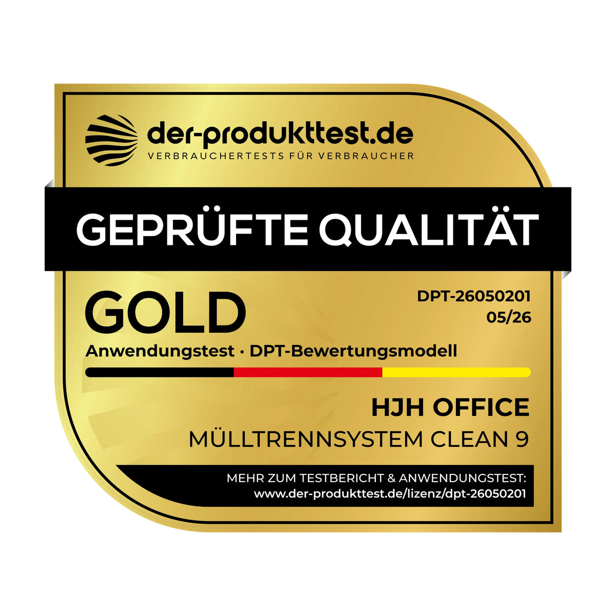 Schwarzer Mülleimer Clean 9 mit drei Fächern, Edelstahldeckel und Griffen von hjh OFFICE