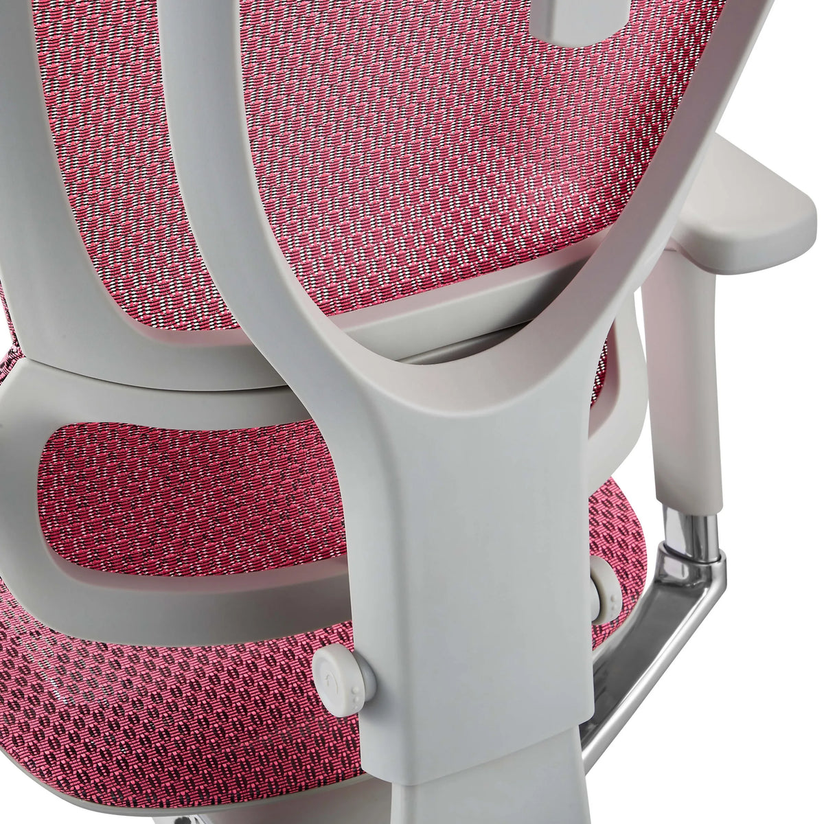 Rosa Netzbespannung und weißer Kunststoffrahmen des Luxus-Chefsessels ERGOHUMAN SLIM G GEN2 von hjh OFFICE