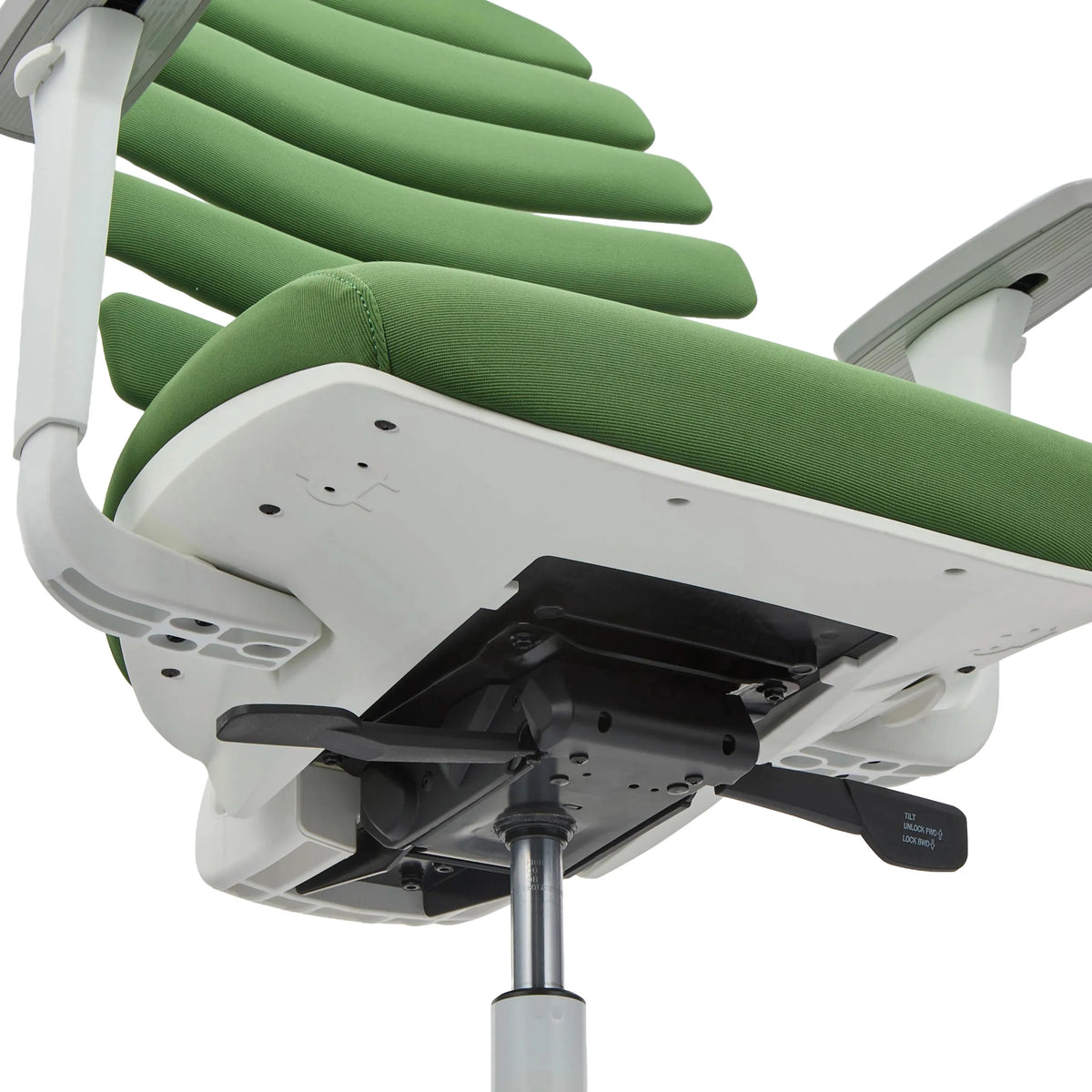Unterseite der Sitzfläche mit Verstellmechanismus des Profi-Bürostuhls ERGO LINE W in Mystic Forest von hjh OFFICE