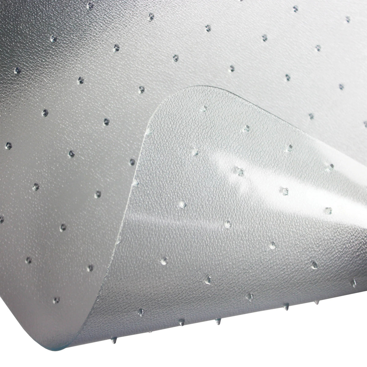 Transparentes Polycarbonat-Material mit Noppenstruktur der Bodenschutzmatte ULTIMAT von Floortex