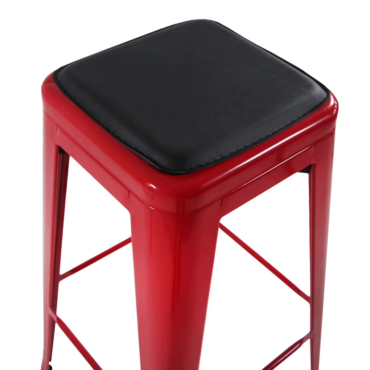 Schwarzes Sitzkissen PILOW II auf einem roten Hocker von hjh OFFICE