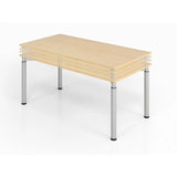 Höhenverstellbarer Schreibtisch YAMA 19 S in Hellbraun mit silbernen Beinen von hjh OFFICE PRO