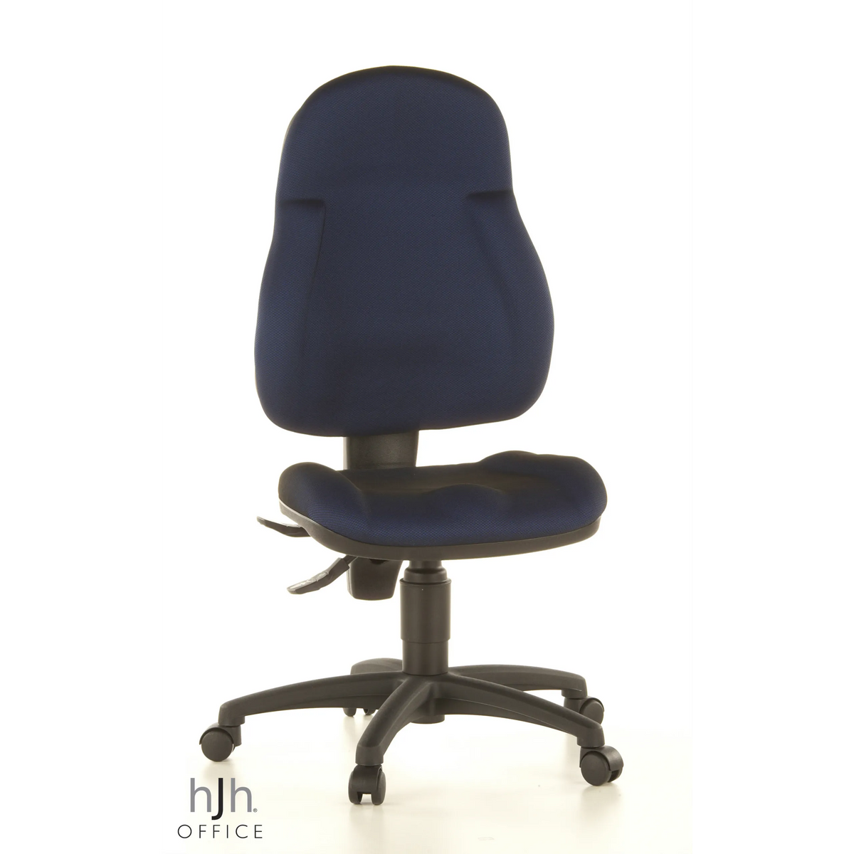 Blauer Homeoffice-Bürostuhl WELLPOINT 10 mit Fußkreuz und fünf Rollen von Topstar – 360-Grad-Ansicht (Frontansicht 20°)