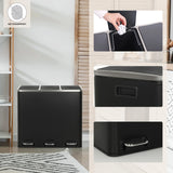 Dreifach-Mülleimer Clean 9 in Schwarz mit drei separaten Klappdeckeln und Fußpedalen von hjh OFFICE