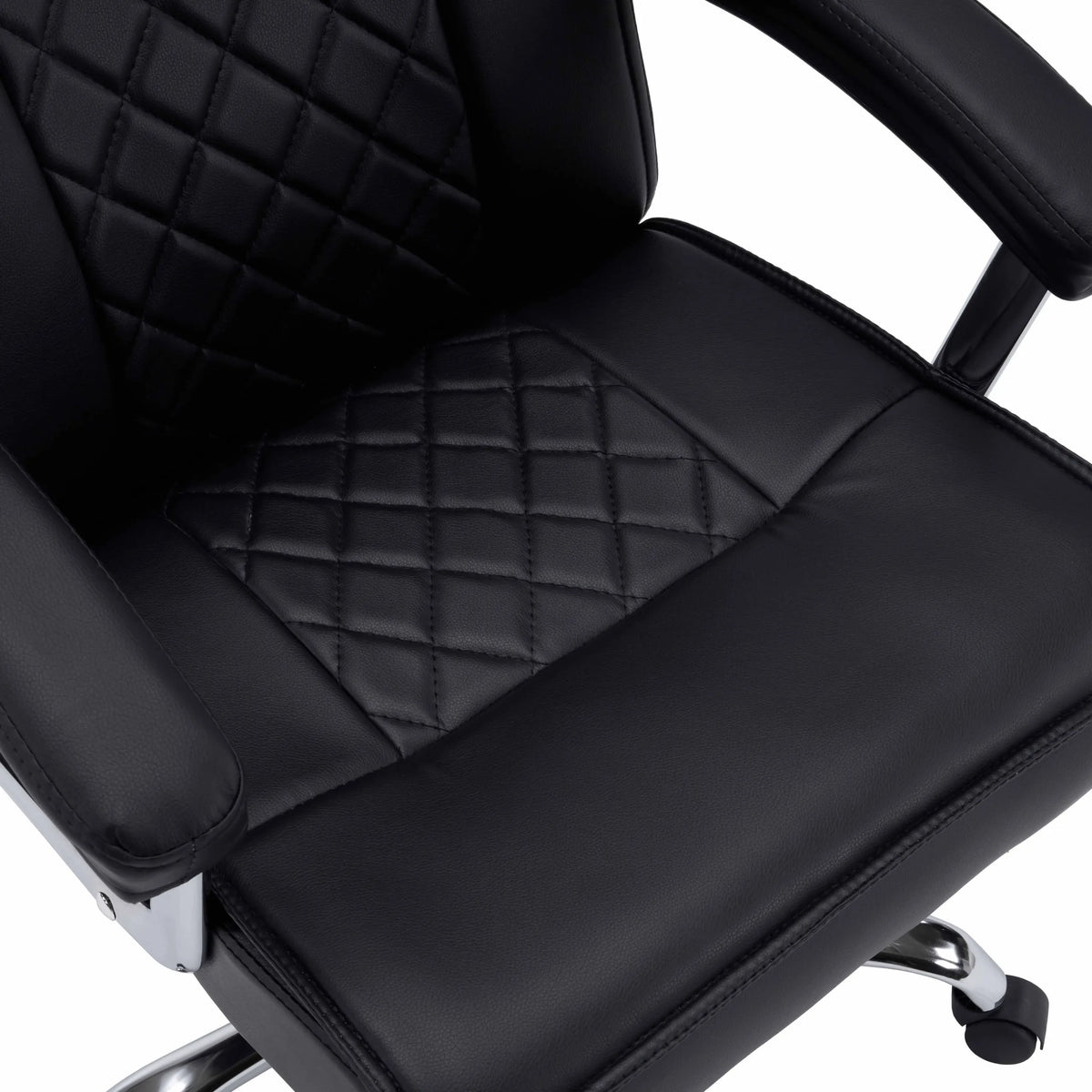 Schwarz gesteppte Sitzfläche und Rückenlehne des Homeoffice-Bürostuhls Relax Prestio von MyBuero