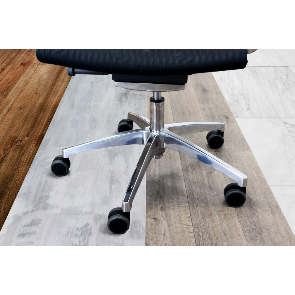 Fünfstrahlkreuz mit schwarzen Stuhlrollen 5x ROLO 11mm/65mm für Hartböden von hjh OFFICE