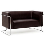 Braunes Loungesofa CURACAO als Zwei-Sitzer mit einem verchromten Gestell von hjh OFFICE