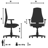 Technische Zeichnung des Gamingstuhls GAMEBREAKER W03 mit einer Höhe von 80 cm von MyBuero