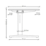 Maßzeichnung des höhenverstellbaren Schreibtischs XTRA XB 19 GC mit einer Breite von 80 cm von hjh OFFICE PRO