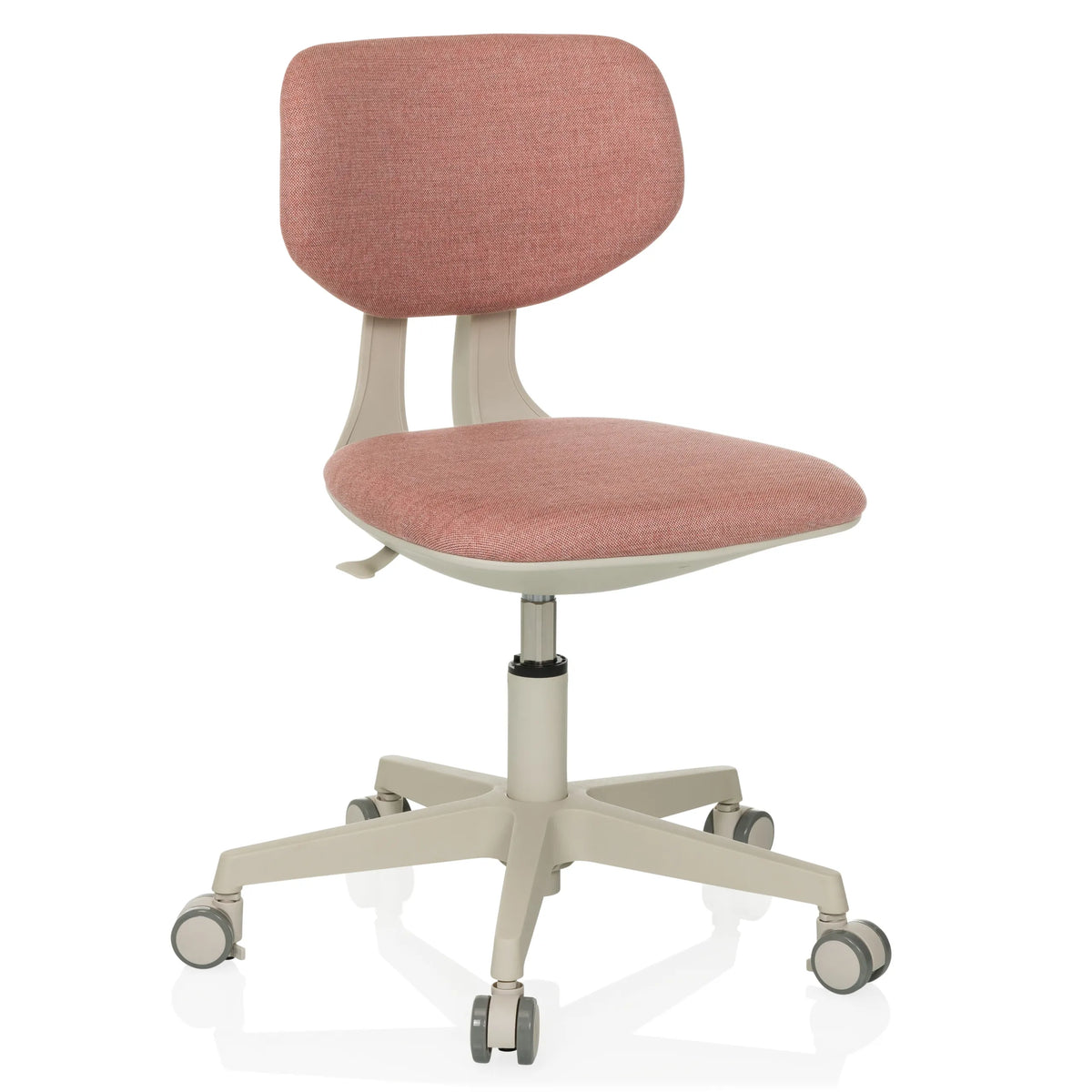 Rosa Kinderdrehstuhl KIDDY CLASSIC mit fünf Rollen und beigefarbenem Gestell von hjh OFFICE