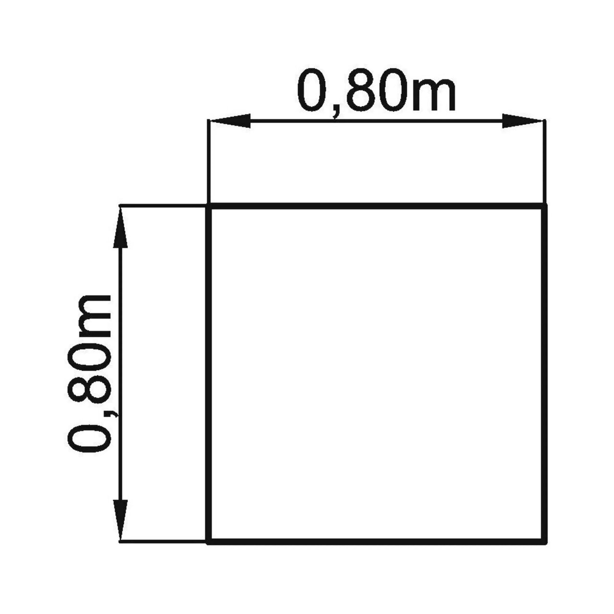 Technische Zeichnung des Schreibtischs QUEO 8 S mit 0,80 × 0,80 m von hjh OFFICE PRO