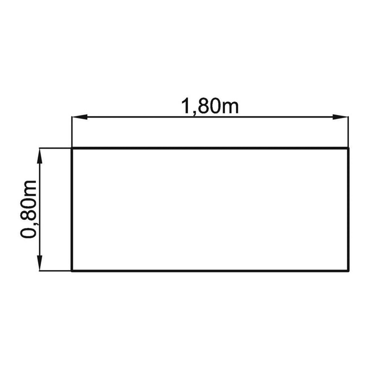 Technische Zeichnung des Schreibtischs XDKB 19 S mit 1,80 x 0,80 m von hjh OFFICE PRO