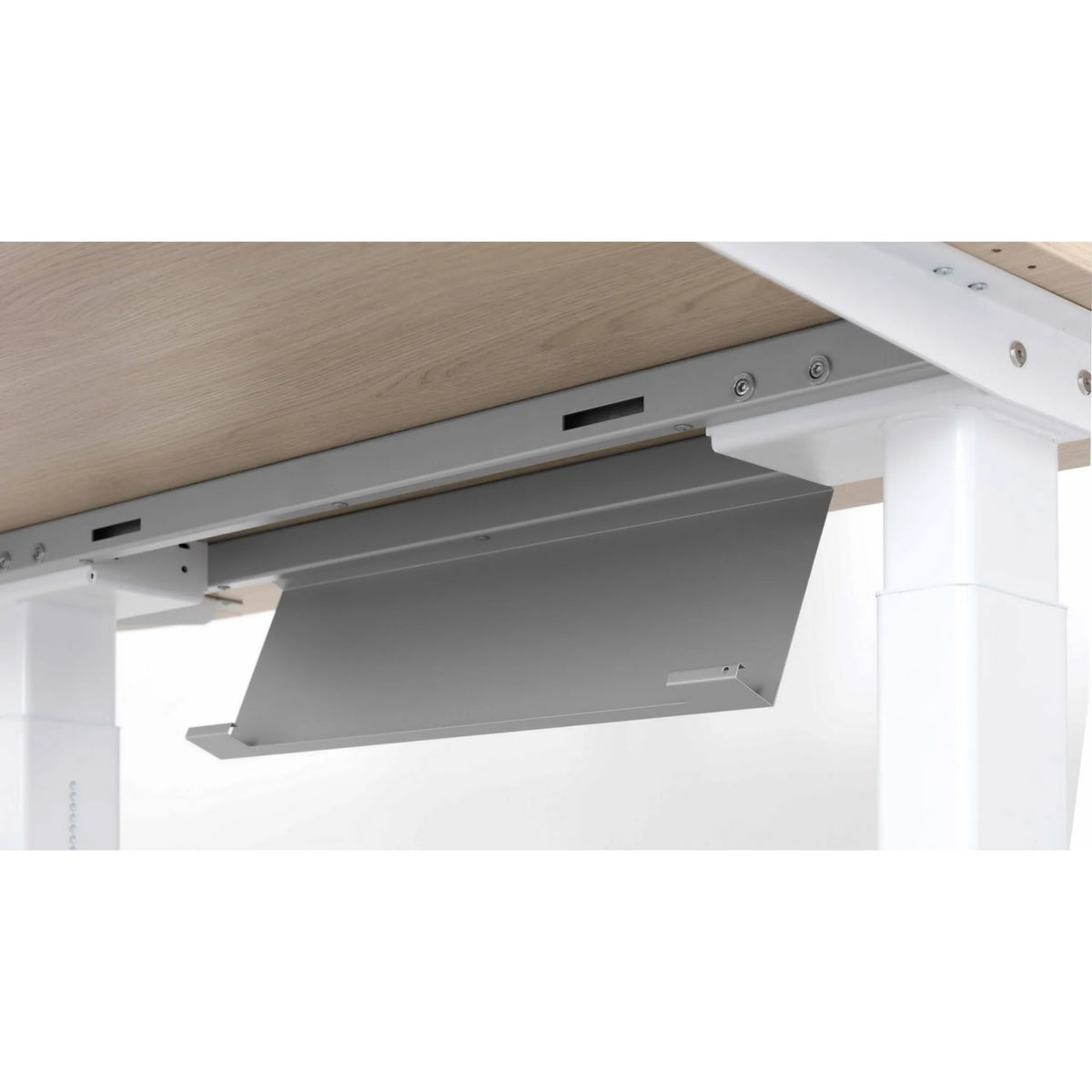 Kabelwanne unter der Tischplatte des höhenverstellbaren Schreibtischs XTRA XB 2E GG von hjh OFFICE PRO