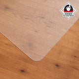 Transparente Bodenschutzmatte ULTIMAT XXL aus Polycarbonat auf einem Holzboden von Floortex
