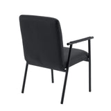 Rückansicht des Polsterstuhls Lifea Flex aus schwarzem Kunstleder mit schwarzen Metallbeinen von hjh LIVING
