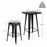 Maßzeichnung des Bar-Sets Vantaggio Set mit einem Tisch von 60 × 60 cm und einer Höhe von 103,5 cm von hjh OFFICE