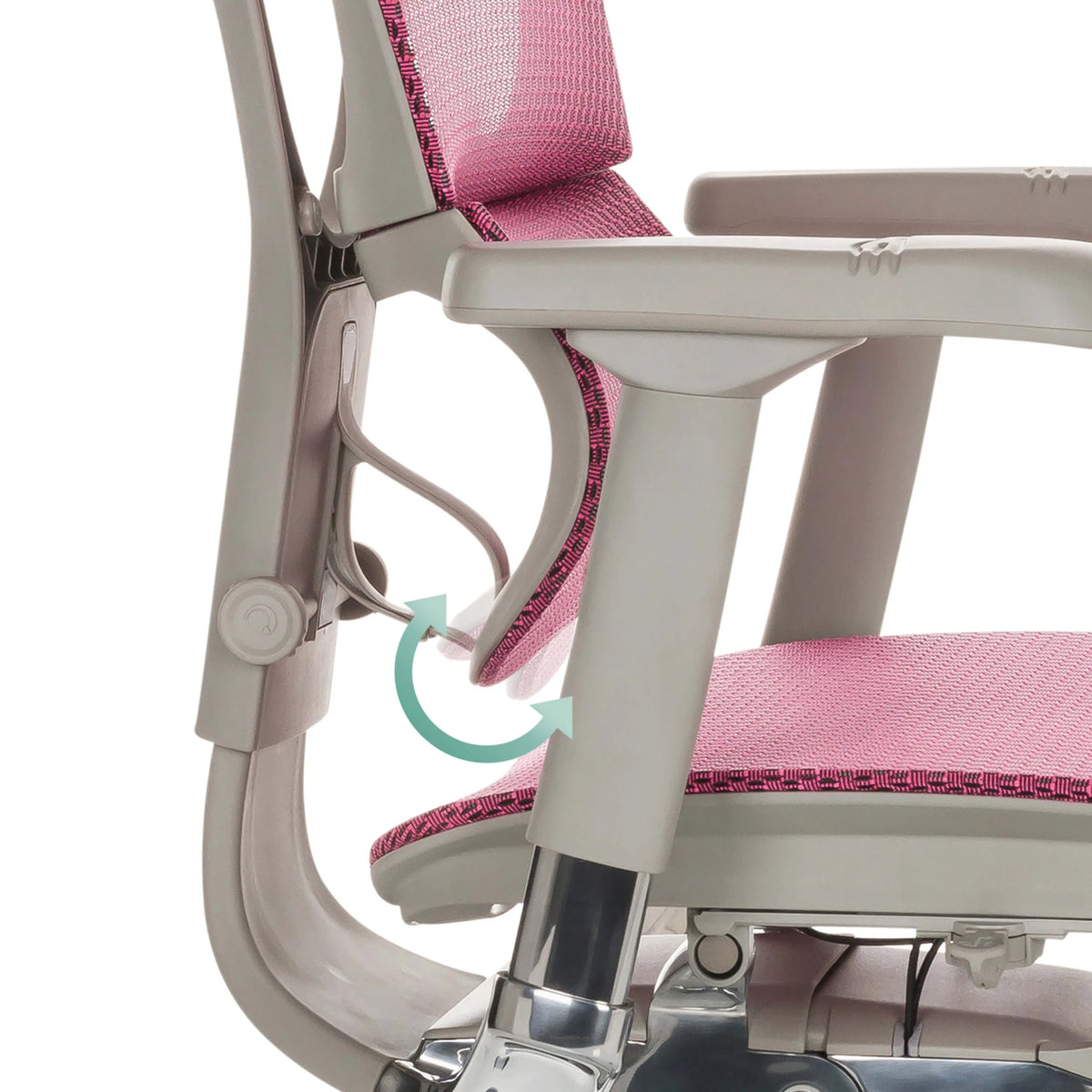 Verstellbarer Mechanismus der Armlehne des Luxus-Chefsessels ERGOHUMAN SLIM G GEN2 in Rosa von hjh OFFICE
