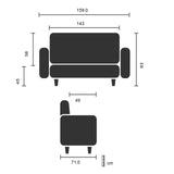 Technische Zeichnung des Loungesofas ARUBA STEP mit einer Breite von 159 cm von hjh OFFICE