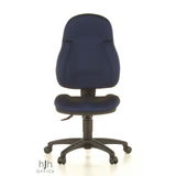 Blauer Homeoffice-Bürostuhl WELLPOINT 10 mit Fußkreuz und fünf Rollen von Topstar – 360-Grad-Ansicht (Frontansicht 0°)