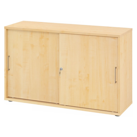 Schiebetürenschrank BETA S 1752S in Ahornholz-Optik mit Metallgriffen von hjh OFFICE PRO