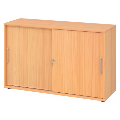 Schiebetürenschrank BETA S 1752S in buchenfarbenem Dekor mit zwei Türen und Relinggriffen von hjh OFFICE PRO