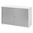Weißer Schiebetürenschrank BETA S 1752S mit silberfarbenen Fronten und Metallgriffen von hjh OFFICE PRO