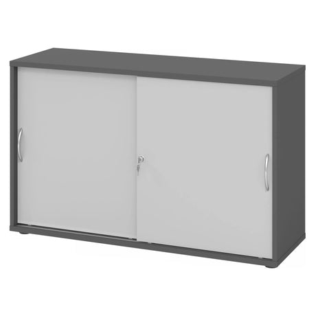 Schiebetürenschrank BETA S 1752S in Graphit und Grau mit zwei Bogengriffen aus Metall von hjh OFFICE PRO