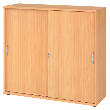 Schiebetürenschrank BETA S 1753S in Buche-Optik mit Metall-Bogengriffen von hjh OFFICE PRO
