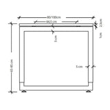 Maßzeichnung des Schreibtischs REGO 19 S mit einer Breite von 80/100 cm und Höhe von 65-85 cm von hjh OFFICE PRO