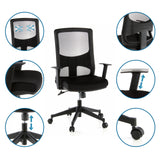 Profi-Bürostuhl LAVITA in Schwarz mit Mesh-Rückenlehne, verstellbaren Armlehnen und Rollen von hjh OFFICE