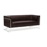 Braunes Loungesofa CURACAO als Drei-Sitzer mit verchromtem Gestell von hjh OFFICE – 360-Grad-Ansicht (Seitenprofil 90°)