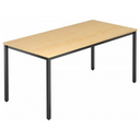 Schreibtisch DORAN DQ16 D mit ahornfarbener Tischplatte und schwarzen Beinen von hjh OFFICE PRO