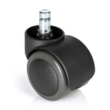 Schwarze Stuhlrolle 5x ROLO FREE 11mm/50mm für Hartböden mit Metallstift von hjh OFFICE – 360-Grad-Ansicht (Frontansicht 0°)