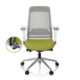 Seitlich verstellbare Armlehnen des Profi-Bürostuhls CHIARO T2 WHITE in Grün und Grau von hjh OFFICE