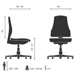Technische Zeichnung des Luxus-Chefsessels ROVO XL mit einer maximalen Belastung von 130 kg von Rovo Chair
