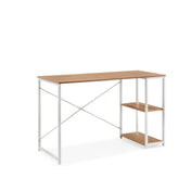 Schreibtisch Easy Up2 in Weiß und Eiche mit integriertem Regal und Kreuzstrebe von hjh LIVING
