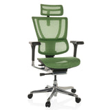 Grüner Luxus-Chefsessel ERGOHUMAN SLIM GEN2 mit Netzbezug und Fußkreuz mit fünf Rollen von hjh OFFICE – 360-Grad-Ansicht (Frontansicht 15°)