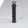 Zubehör ELDO601 als silberner Steckdosentower aus Aluminium mit drei Steckdosen und zwei USB-Ports von hjh OFFICE PRO