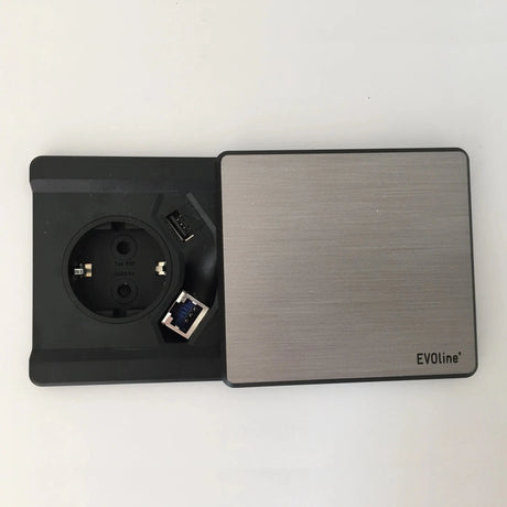 Zubehör ELDO800 als Steckdosenleiste mit Edelstahl-Abdeckung, USB- und RJ45-Anschluss von hjh OFFICE PRO