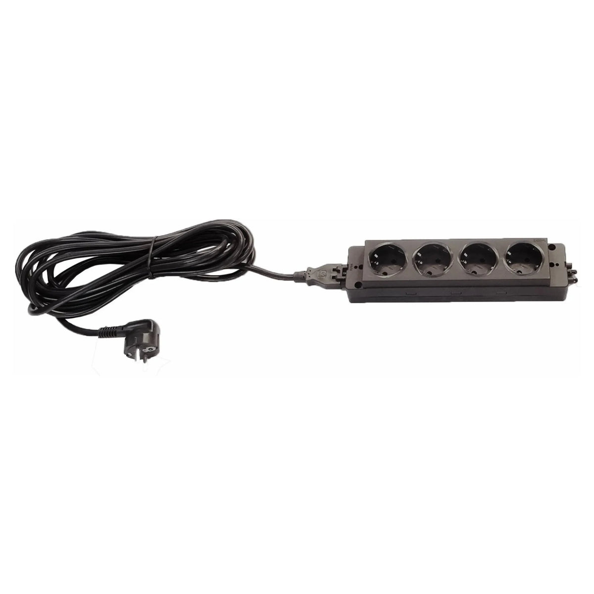 Schwarze Steckdosenleiste ELSL45DE mit vier Steckplätzen und langem Kabel von hjh OFFICE PRO
