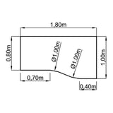 Technische Zeichnung des Schreibtischs MEGA 18 S mit 1,80 x 1,00 m von hjh OFFICE PRO