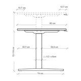 Maßzeichnung des höhenverstellbaren Schreibtisches XMKA 16 G mit einer Tischplatte von 80 cm Tiefe von hjh OFFICE PRO