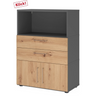 Sideboard FlexWall in Graphit und Asteiche mit zwei Schubladen, einem Fach und einem Schrank von hjh OFFICE PRO