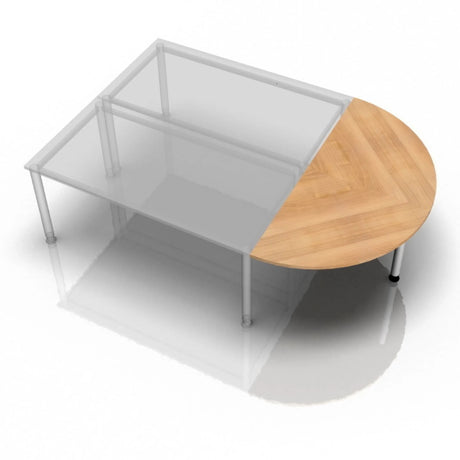 Ansatztisch HA60 / HA80 / HA160 mit einer Platte in Nussbaum-Optik und einem silbernen Metallgestell von hjh OFFICE PRO