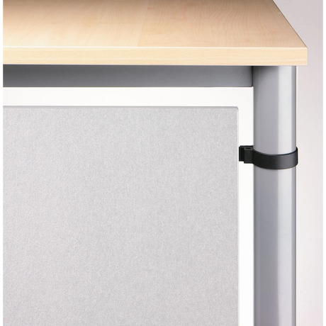 Sichtblende HR S in Silber mit grauer Füllung und Befestigungsklammer von hjh OFFICE PRO