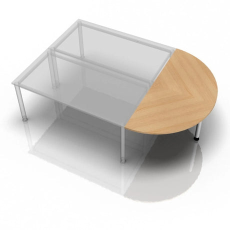 Ansatztisch JA60 / JA80 / JA160 in Eicheholz-Optik mit einer abgerundeten Ecke und silbernen Beinen von hjh OFFICE PRO