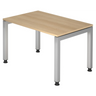 Höhenverstellbarer Schreibtisch JAVA 12 S in Eicheoptik mit silbernen Metallbeinen von hjh OFFICE PRO
